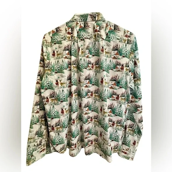Denim And Flower Ricky Singh Deer Snow Cabin Button Down - Mens Large​​​ - Picture 2 of 5